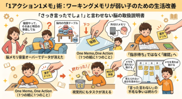 「さっき言ったでしょ！」と言わせない。ワーキングメモリが弱い子のための「1アクション1メモ術」