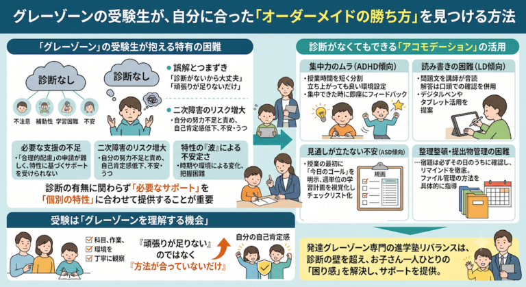 学校補習・中学受験・高校受験に対応した発達障害(LD/ADHD/自閉症スペクトラム)・ギフテッド(2E)のオンライン個別指導塾・発達支援塾リバランス