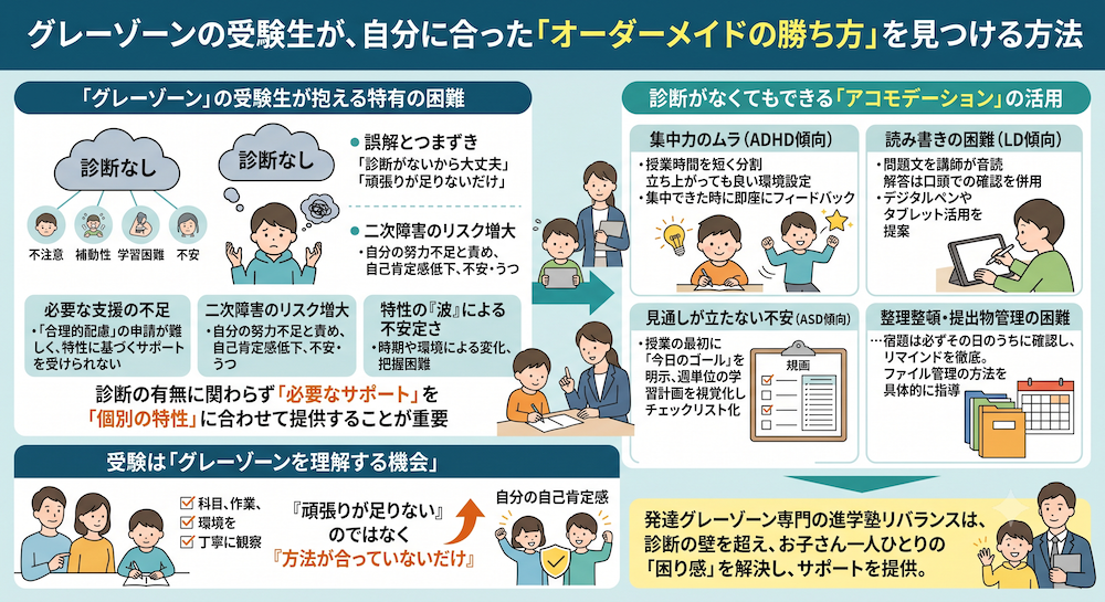 学校補習・中学受験・高校受験に対応した発達障害(LD/ADHD/自閉症スペクトラム)・ギフテッド(2E)のオンライン個別指導塾・発達支援塾リバランス