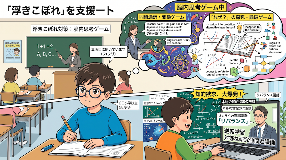 学校補習・中学受験・高校受験に対応した発達障害(LD/ADHD/自閉症スペクトラム)・ギフテッド(2E)のオンライン個別指導塾・発達支援塾リバランス
