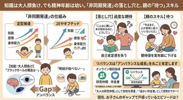 学校補習・中学受験・高校受験に対応した発達障害(LD/ADHD/自閉症スペクトラム)・ギフテッド(2E)のオンライン個別指導塾・発達支援塾リバランス