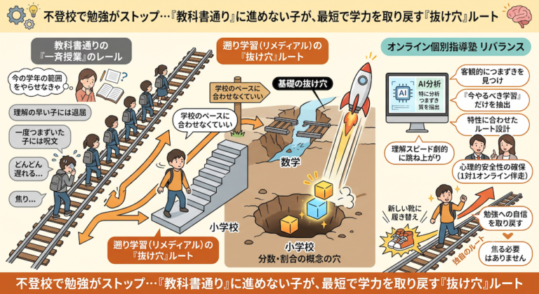学校補習・中学受験・高校受験に対応した発達障害(LD/ADHD/自閉症スペクトラム)・ギフテッド(2E)のオンライン個別指導塾・発達支援塾リバランス