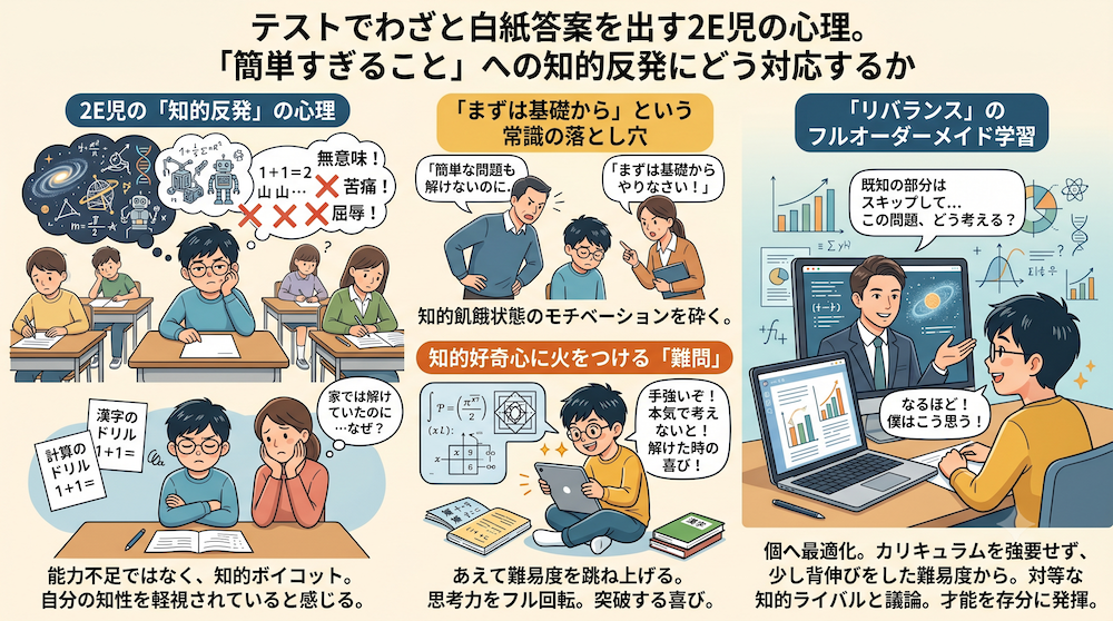 学校補習・中学受験・高校受験に対応した発達障害(LD/ADHD/自閉症スペクトラム)・ギフテッド(2E)のオンライン個別指導塾・発達支援塾リバランス