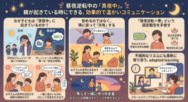 昼夜逆転中の「真夜中」。親が起きている時にできる、効果的で温かいコミュニケーション