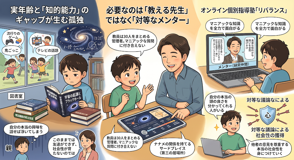 学校補習・中学受験・高校受験に対応した発達障害(LD/ADHD/自閉症スペクトラム)・ギフテッド(2E)のオンライン個別指導塾・発達支援塾リバランス