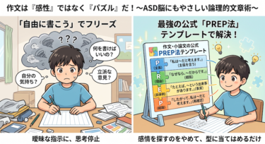 作文や小論文が全く書けないASD傾向の子へ。「型」に当てはめるだけのシステマチックな文章術