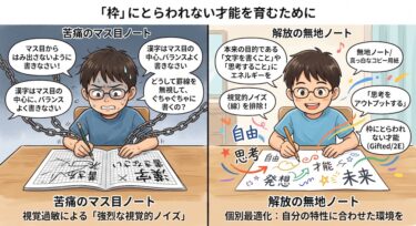 「ノートのマス目」が気になって文字が書けない。視覚過敏の子には「無地ノート」という選択を